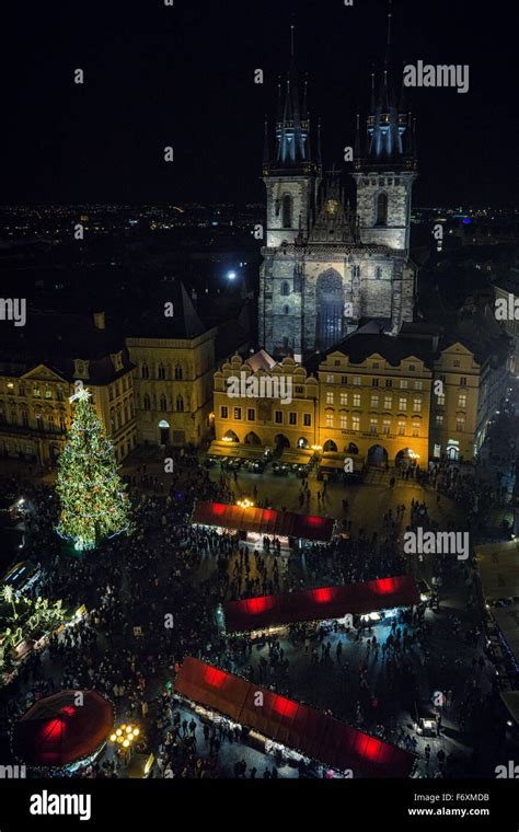 Prague Old Town Square at night during Christmas Stock Photo - Alamy