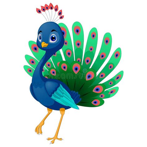 Happy Peacock Cartoon Isolated On White Background Stock Vector ...