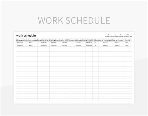 Work Schedule Excel Template And Google Sheets File For Free Download ...