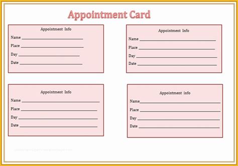 Appointment Book Template Free Printable Of 8 Appointment Card Templatereference Letters Words ...