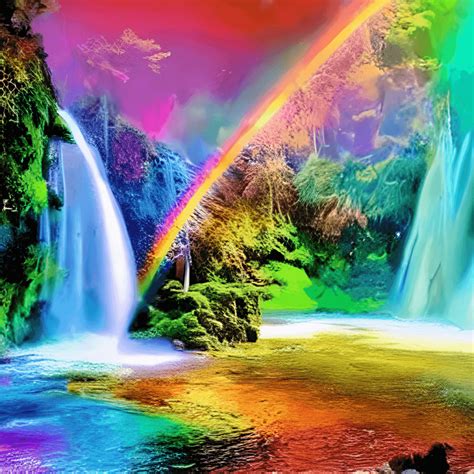 Rainbow Waterfall Bright Colors · Creative Fabrica