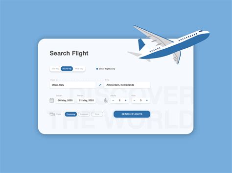 Flight Search Form by Giulia Giovinazzo on Dribbble