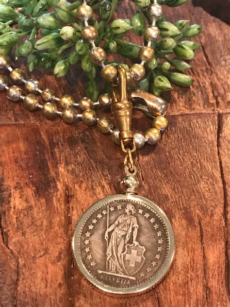 Vintage replica coin necklace antiqued bead necklace | Etsy