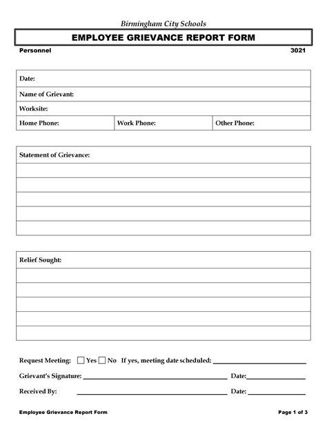 Printable Grievance Form - Printable Forms Free Online