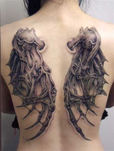 Gothic wings tattoo on back - Tattooimages.biz