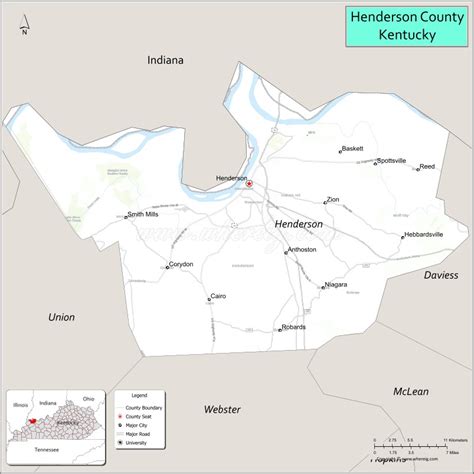 Map of Henderson County, Kentucky - Where is Located, Cities ...