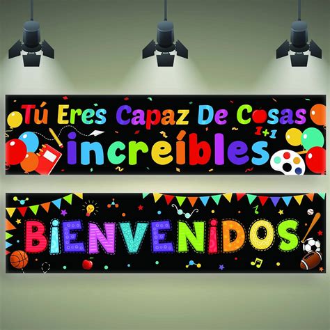 2 Pieces Bienvenidos Sign Spanish Welcome Banners Spanish Banner ...