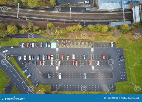 Train Railway Station and Car Park Aerial View from Above UK Stock Image - Image of cityscape ...