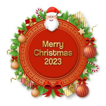 Merry Christmas 2023 Concept With Santa Happy Claus Face Xmas Border ...