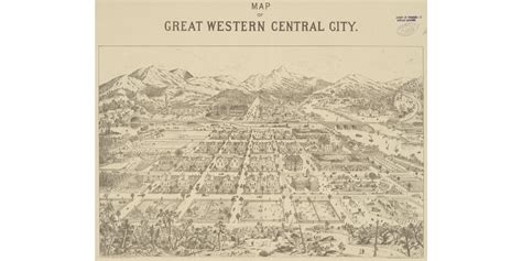 "Map of Great Western Central City by John Kohfahl, 1887. a map of a fictional "western" town as ...