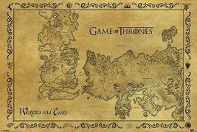 Game of Thrones Wall Map l Map of Westeros and Essos