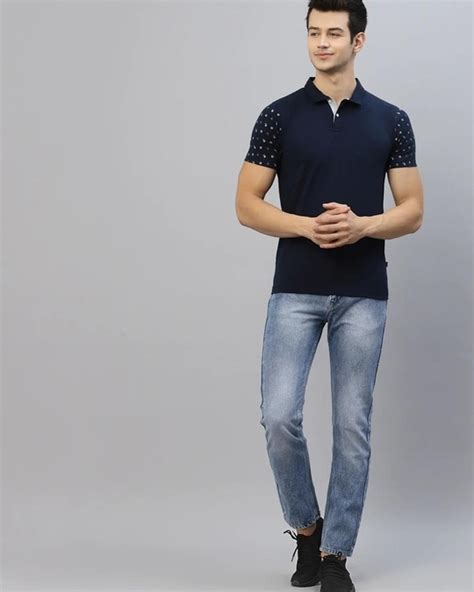 Buy Men's Blue Printed Slim Fit T-shirt Online at Bewakoof