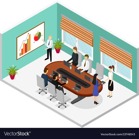 Interior office conference room isometric view Vector Image