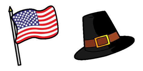 Thanksgiving American Flag & Pilgrim Hat Animated Cursor