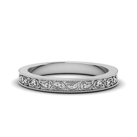 Filigree Antique Wedding Band In 950 Platinum | Fascinating Diamonds