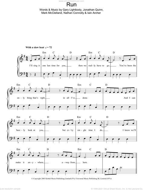 Lewis - Run sheet music for piano solo [PDF-interactive]