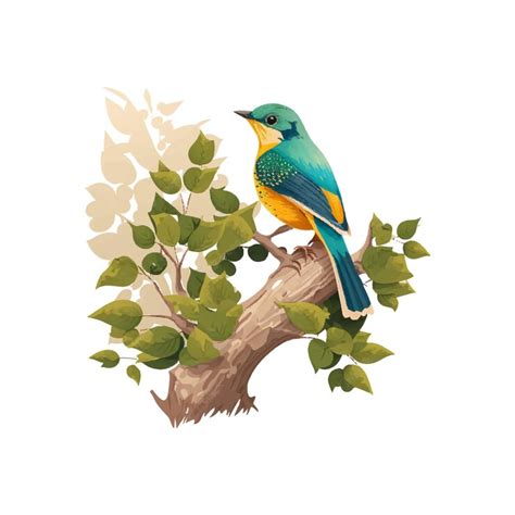 Premium Vector | Watercolor bird on tree branch vector art