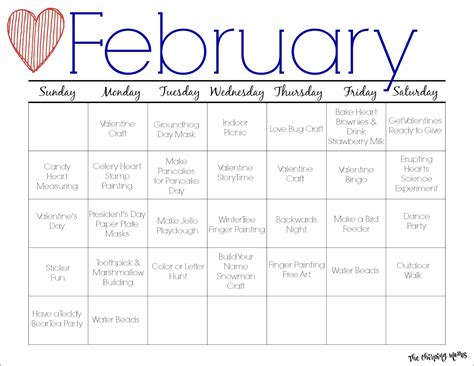 February Printable Activity Calendar for Kids - The Chirping Moms