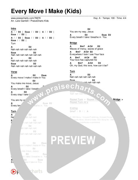 Every Move I Make (Kids) Chords PDF (PraiseCharts Kids / Arr. Luke Gambill) - PraiseCharts