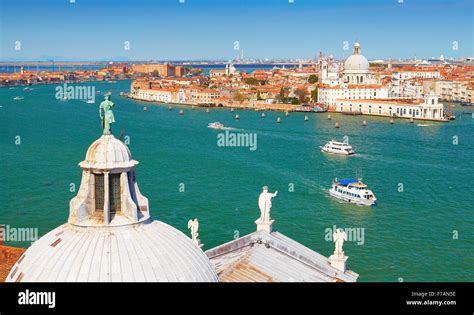 Aerial view of Venice from San Giorgio Maggiore Bell Tower, Venice, Italy, UNESCO Stock Photo ...