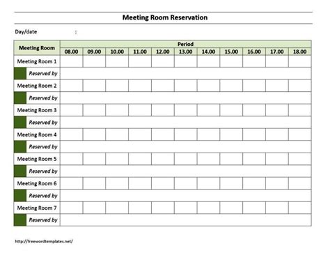 Booking Sheet Template