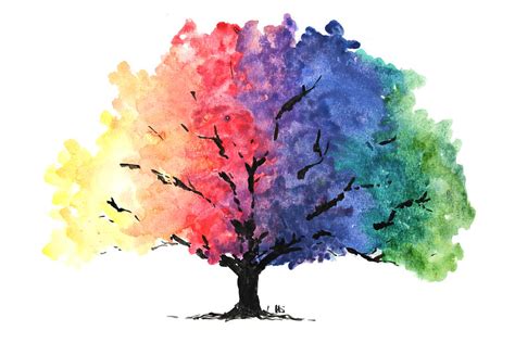 Watercolor Rainbow Tree Painting by Hannah Sutherland - Fine Art America