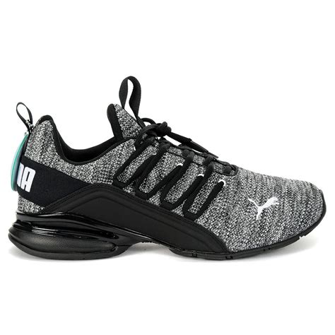 Puma Men's Axelion Black/Grey Knit Running Shoes 19142504 - WOOKI.COM