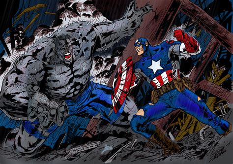 Captain America vs Hulk by Zetr0C on DeviantArt