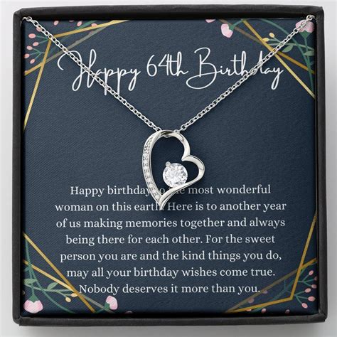 Heart Happy 64th Birthday Necklace With Message Card Gift | Etsy