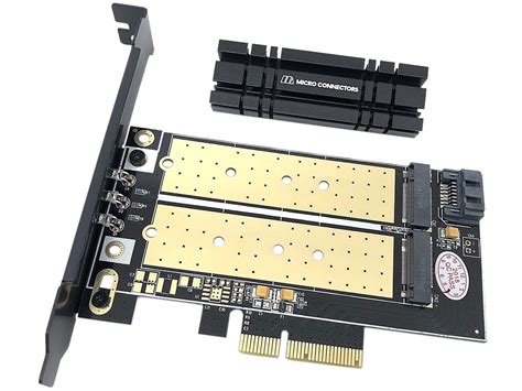 Micro Connectors M.2 NVMe + M.2 SATA 80mm SSD PCIe x4 Adapter with Heat ...