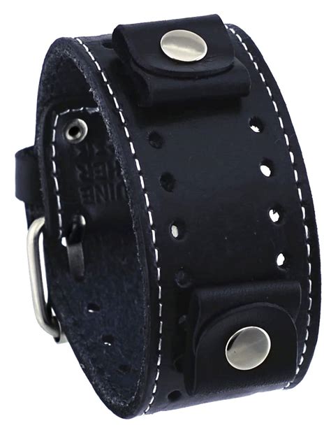 Nemesis Black Wide Leather Cuff Wrist Watch Band New Free Shipping | eBay