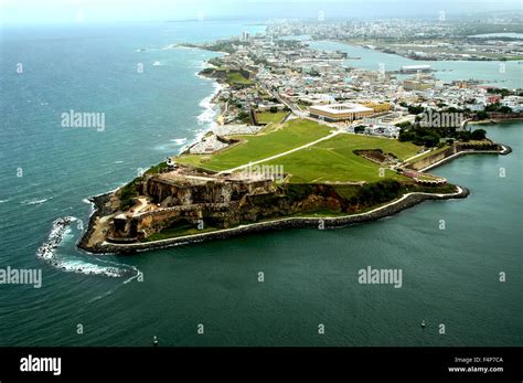 Aerial view of Castillo San Felipe del Morro in Old San Juan in Puerto ...