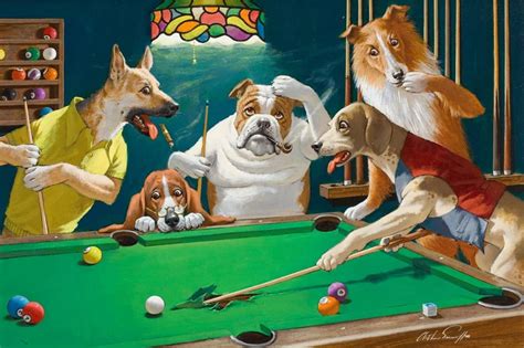 CM Coolidge Dogs 5 Dogs Playing Pool German Shepard Dog Love - Etsy | Dogs playing pool, Fine ...