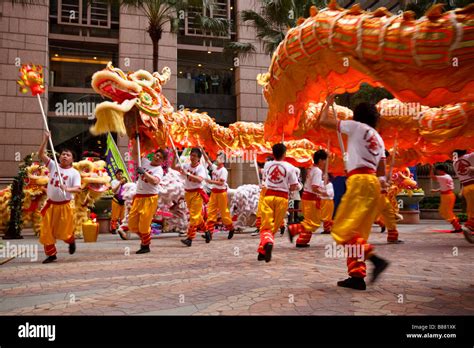 Chinese dragon dance to celebrate the Lunar New Year in Central, Hong ...