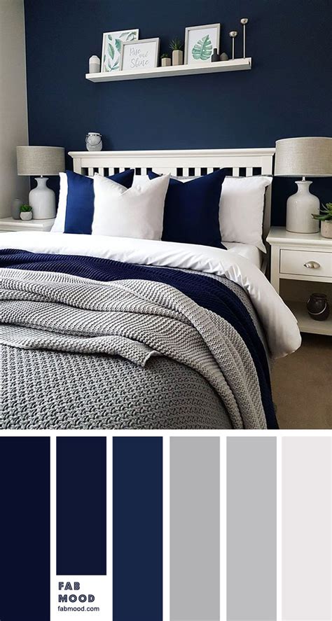 Navy blue and grey bedroom