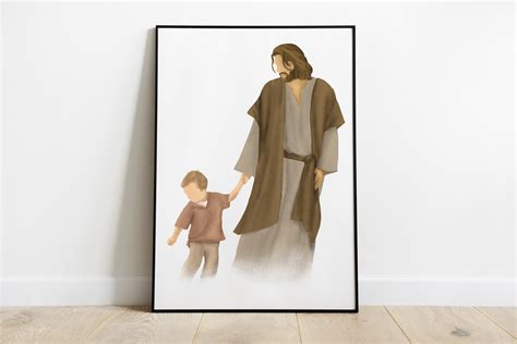 Jesus Walking With Child Watercolor Christ Wall Decor - Etsy