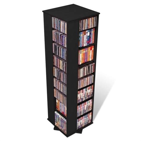 Prepac 64" 4-Sided CD DVD Spinning Media Storage Tower Wood 1000 in Black 772398221168 | eBay