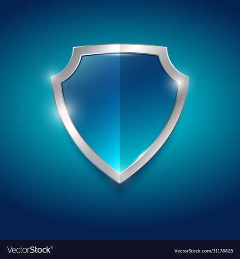 Symbol protection guard blue glossy shield Vector Image