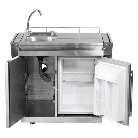 Leisure Season Outdoor Kitchen Cart with Fridge and Sink - Walmart.com