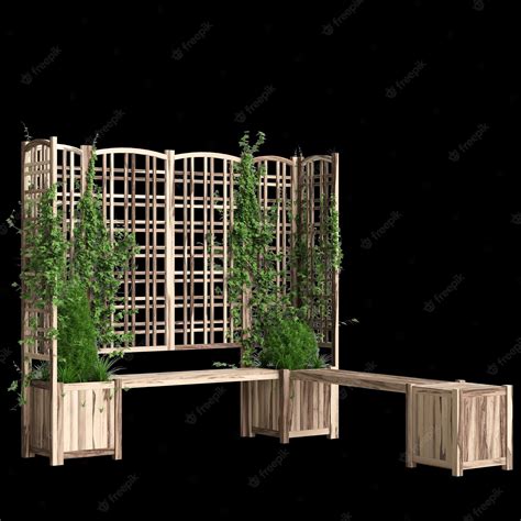 Premium Photo | 3d illustration of bench planter with trellis isolated ...