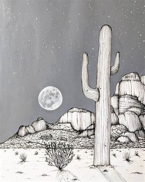 Cactus Desert Drawing - DRAWINGS OF LOVE