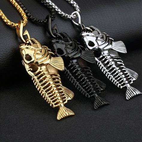 Fish Bone Necklace | Black stainless steel necklace, Chain necklace styles, Gold chains for men