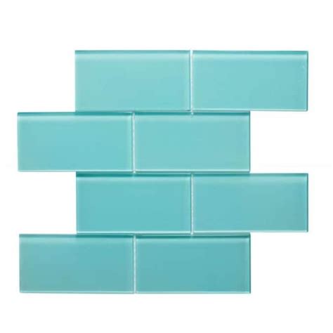 WS Tiles Premium Glass Series 5-Pack Aqua Blue 3-in x 6-in Polished ...