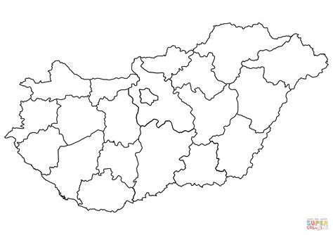 Outline Map of Hungary with Regions coloring page | Free Printable Coloring Pages