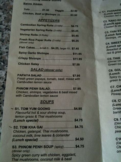 Phnom Penh Restaurant Menu, Menu for Phnom Penh Restaurant, Kanata ...