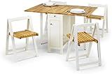Folding Dining Set Drop Leaf Table and Chairs Butterfly Dining Table with Four Folding Dining ...