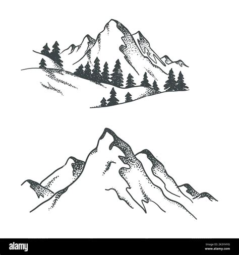 Vector Set Of Rocky Mountains Illustration Isolated On White Background ...