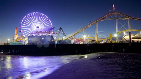 Carnival Rides on Santa Monica Pier Night in Los Angeles, California, Time Lapse Stock Footage,# ...