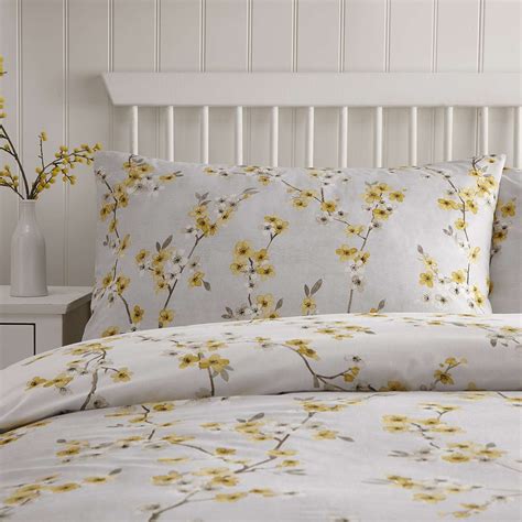 Alisha Floral Yellow Reversible Duvet Cover and Pillowcase Set | Yellow ...