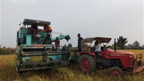 MINI HARVESTER working with john deere 5050d 4wd | mahindra 295 super ...